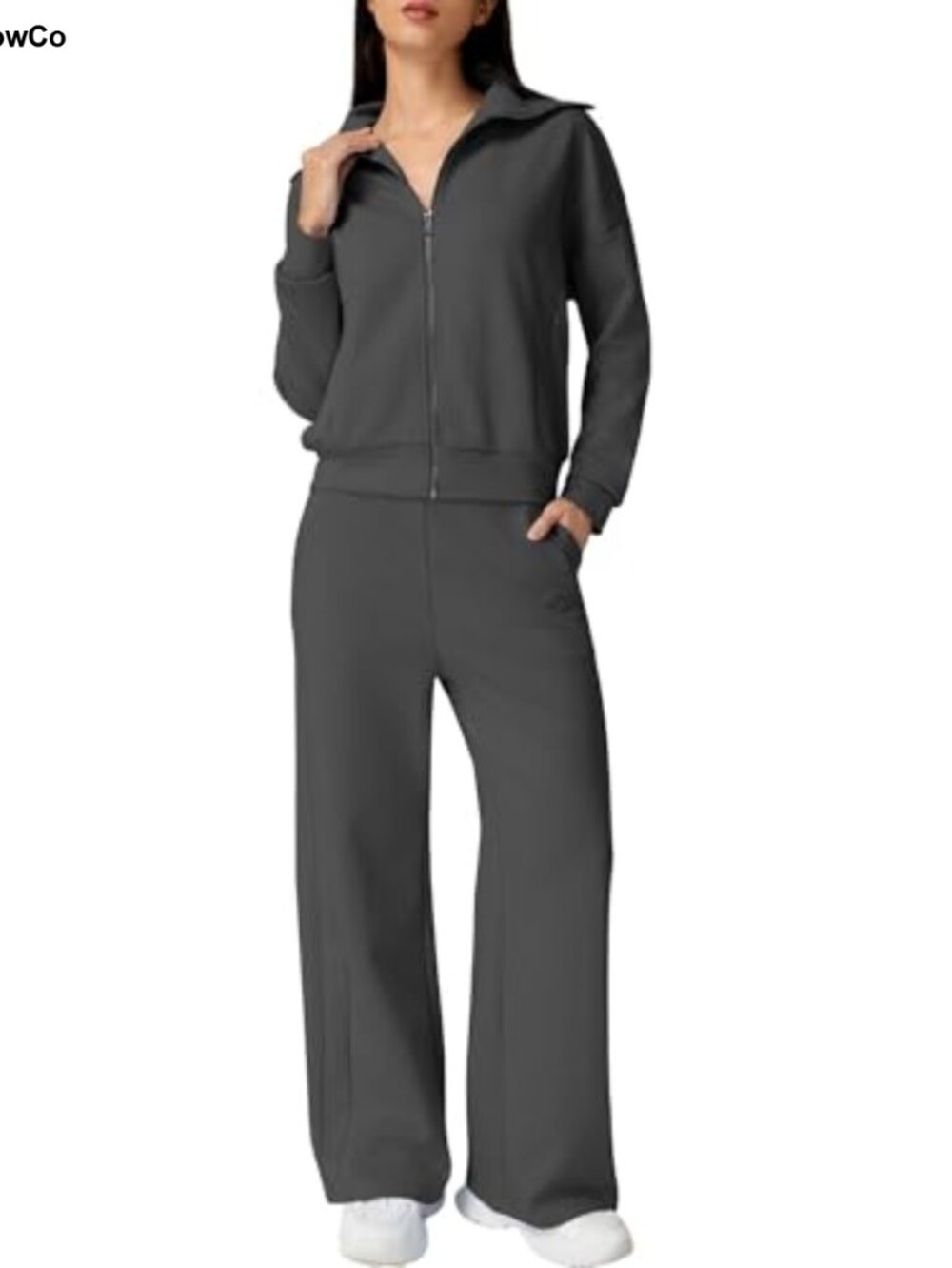 Women's 2 Piece Tracksuit Set Long Sleeve Zip Up Sweatshirt Wide Leg Pants